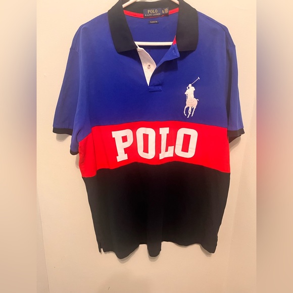 Polo Ralph Lauren - Men’s XL - Colour Block - Polo Shirt -Red, Blue, Black -NWOT - Picture 4 of 15